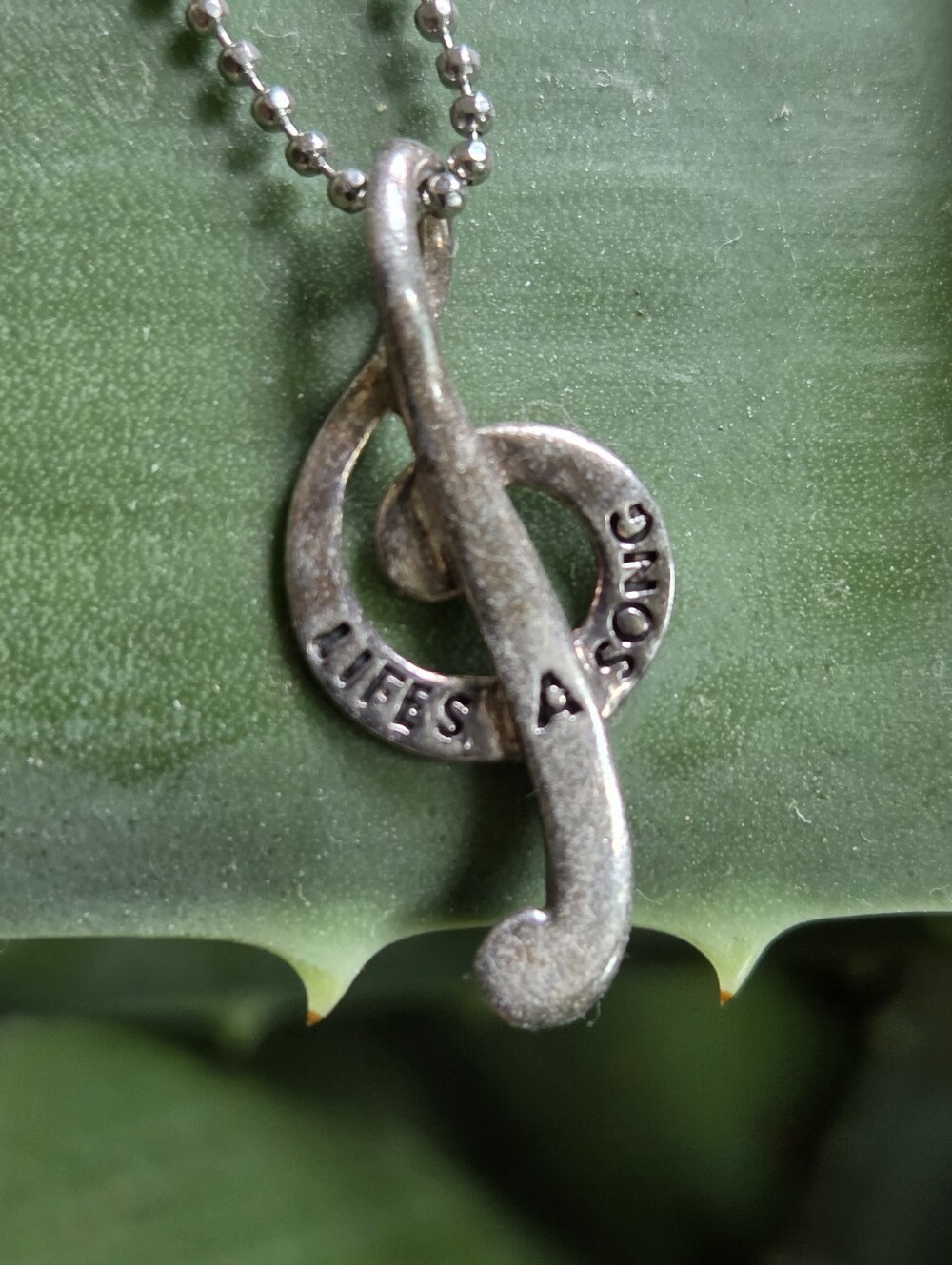 Vintage 925 Music G Clef Charm Necklace